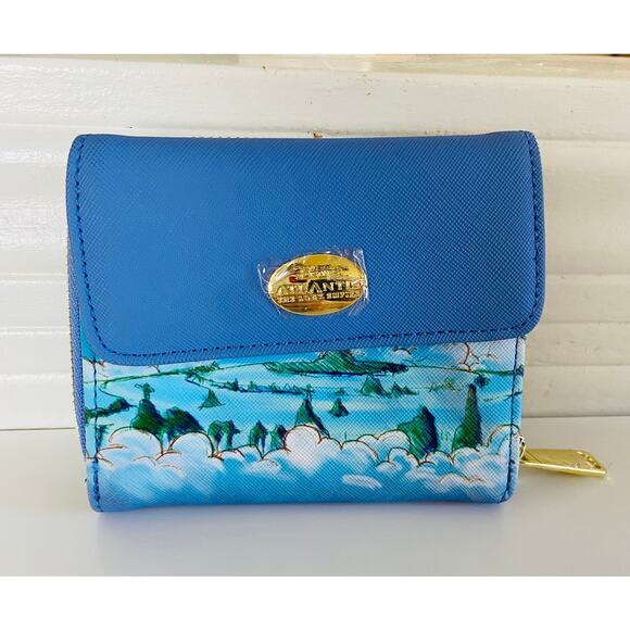 NEW Disney Atlantis Baby Kida & Queen Blue Zipper Multi Compartment Wallet - Picture 1 of 5